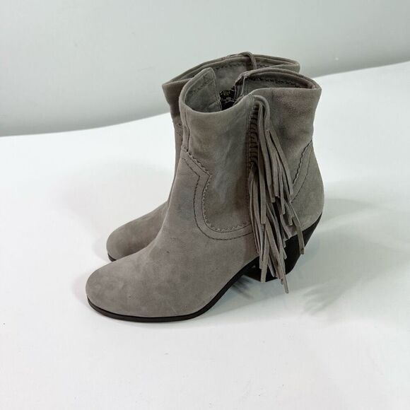 Sam Edelman Boots Womens 9M Gray Louie Western Style Suede Fringed Ankle - Picture 5 of 12